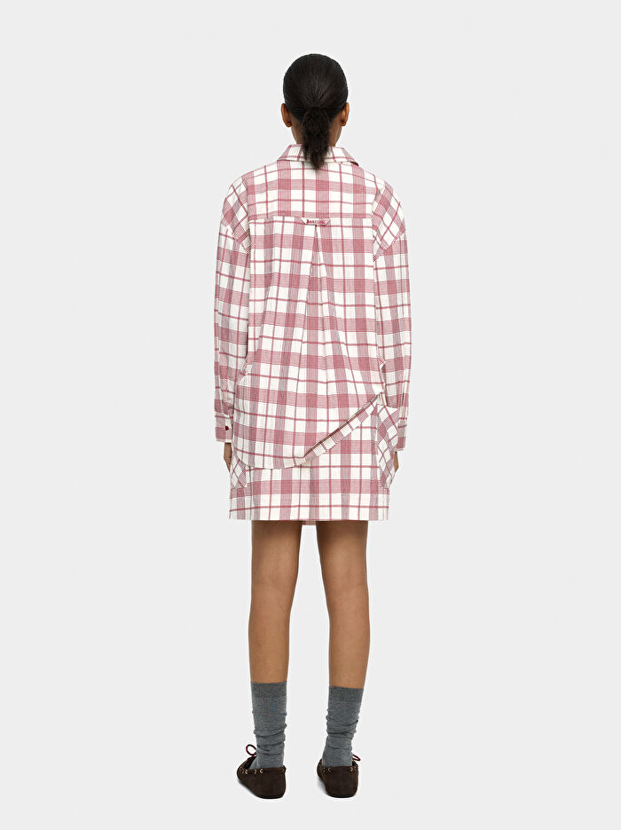 Kare Desenli Kısa Etek