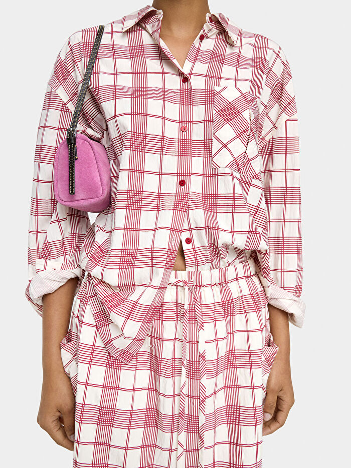 Kare Desenli Kısa Etek