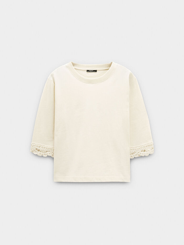 %100 Pamuk Kroşe Detaylı Bluz