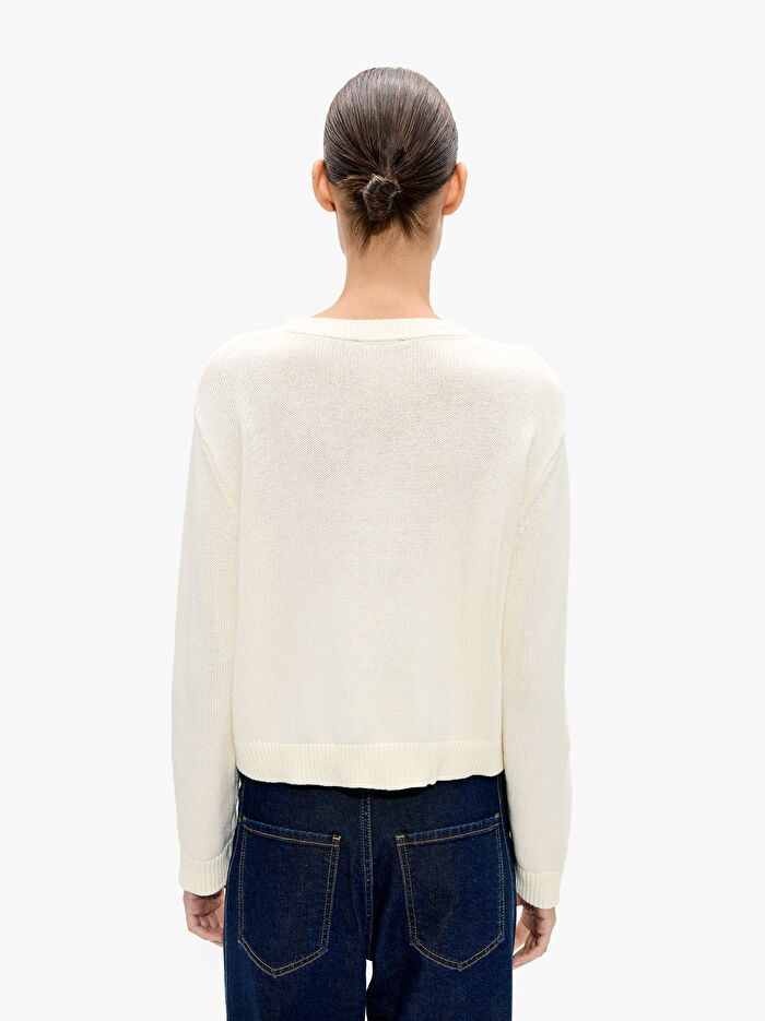 %100 Pamuk Çiçek Desenli Örme Hırka