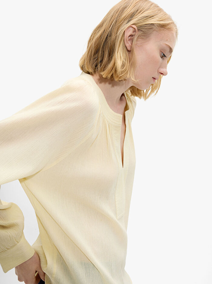 %100 Pamuk Dokulu Düz Bluz