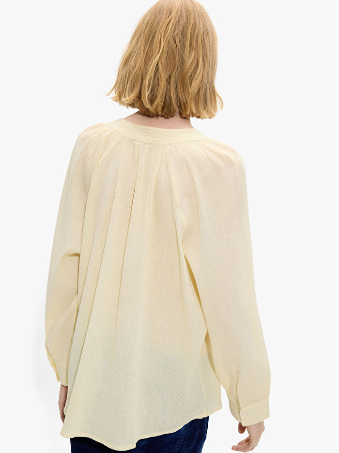 %100 Pamuk Dokulu Düz Bluz