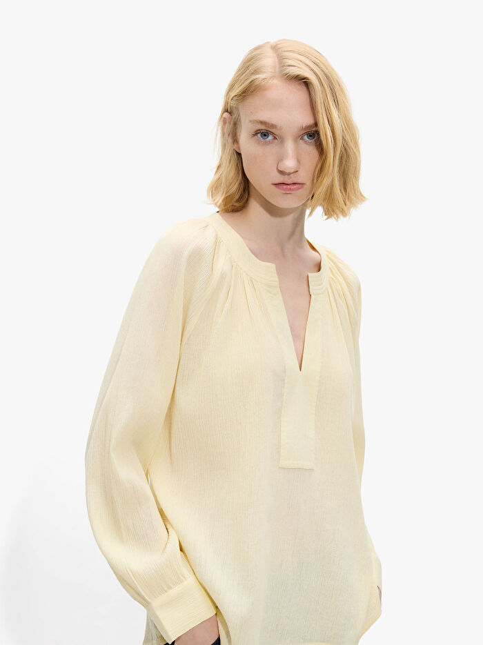 %100 Pamuk Dokulu Düz Bluz