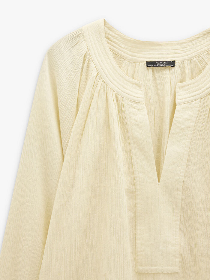 %100 Pamuk Dokulu Düz Bluz