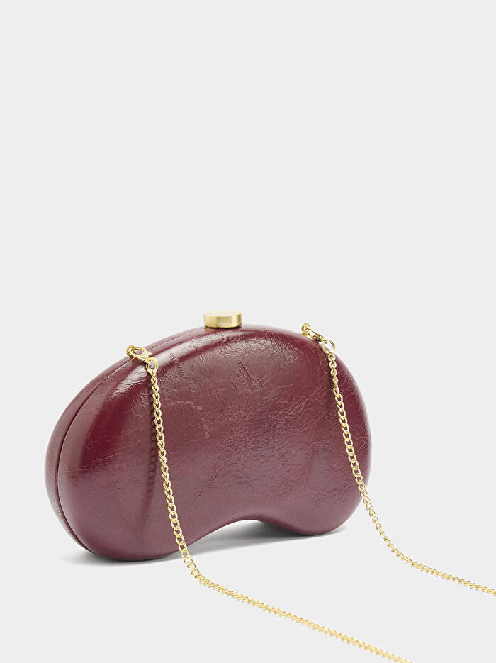 Oval Çatlak Parti Clutch Çanta