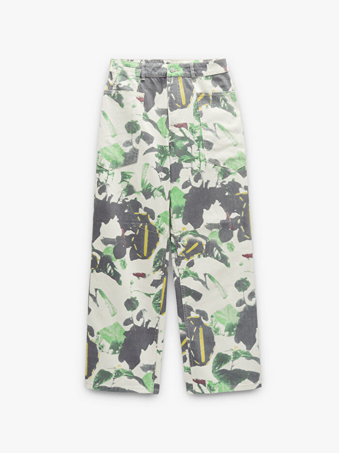 Desenli Denim Pantolon 100% Pamuk