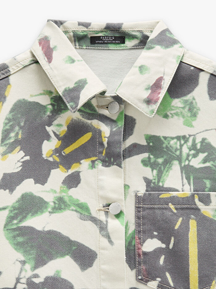 %100 Pamuklu Baskılı Kot Ceket