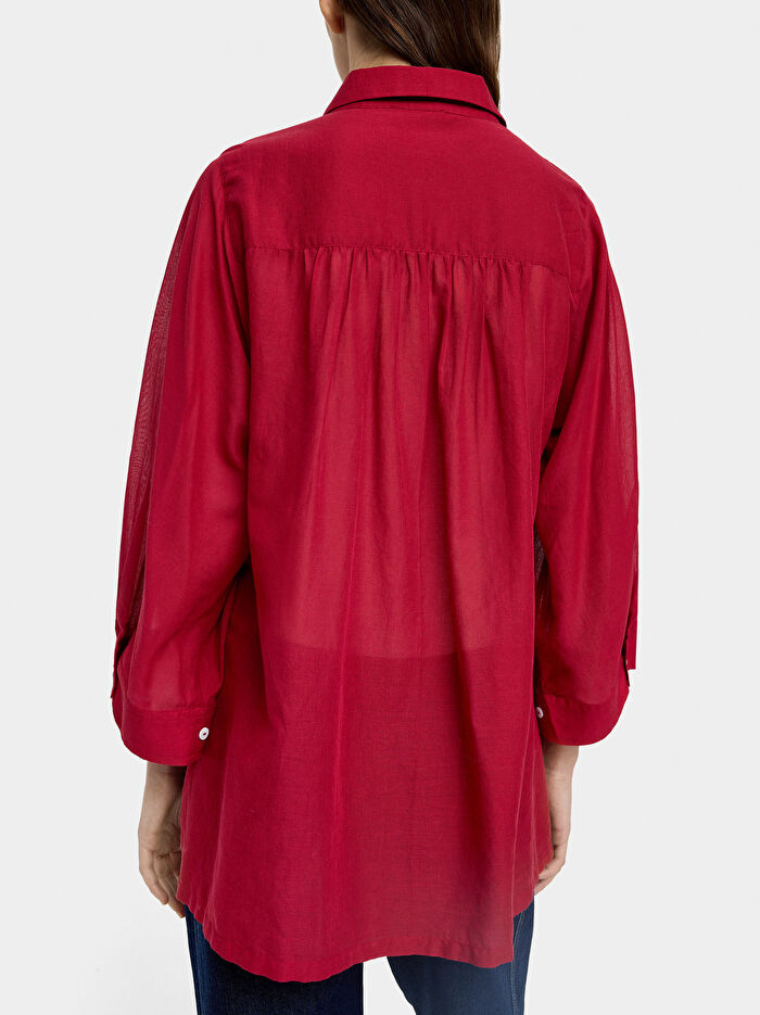 %100 Pamuklu Yarı Şeffaf Gömlek