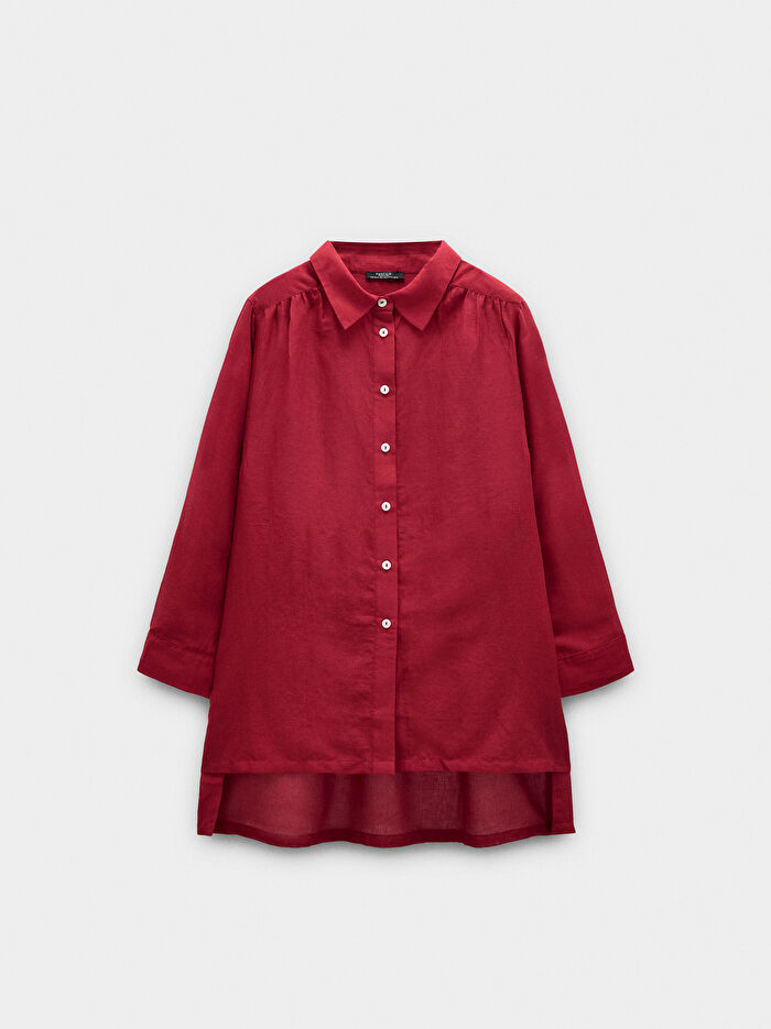 %100 Pamuklu Yarı Şeffaf Gömlek