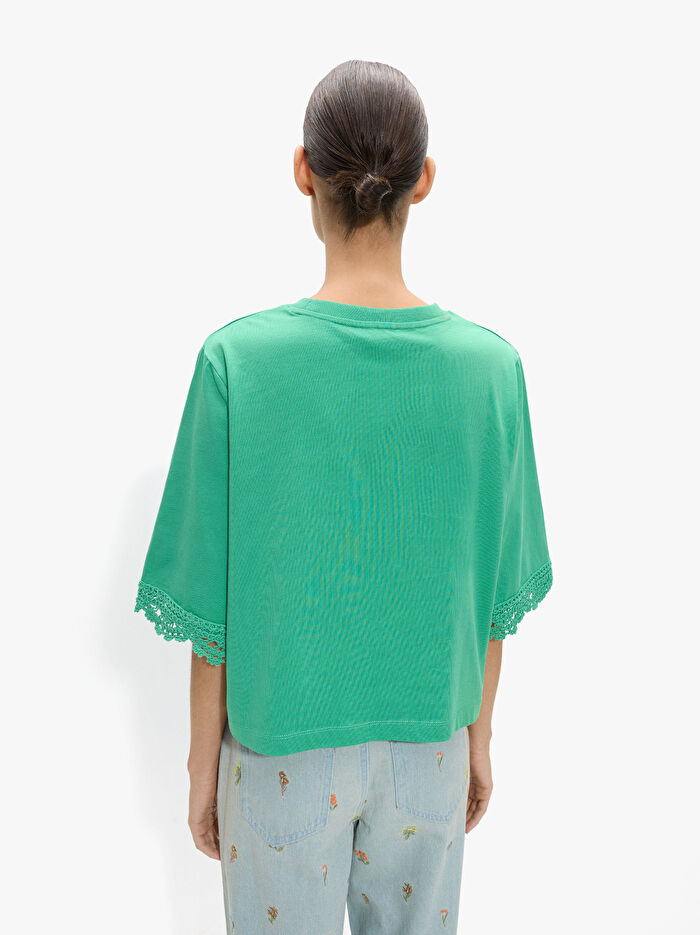 %100 Pamuk Kroşe Detaylı Bluz