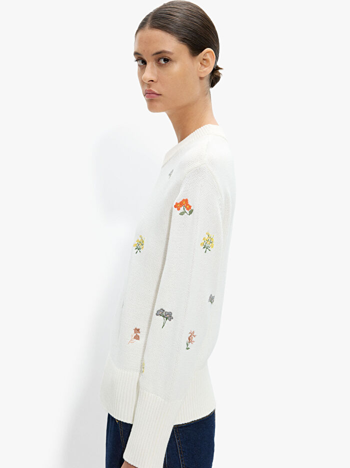 Desenli Örme Sweatshirt %100 Pamuk