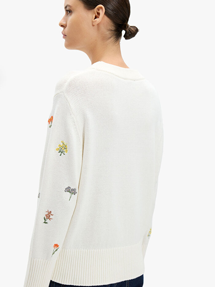 Desenli Örme Sweatshirt %100 Pamuk