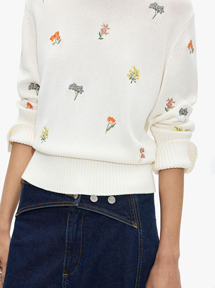 Desenli Örme Sweatshirt %100 Pamuk