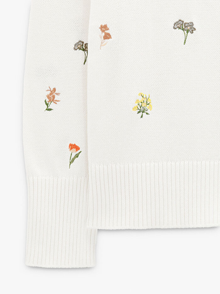 Desenli Örme Sweatshirt %100 Pamuk