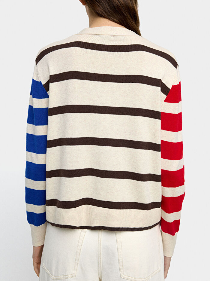 Çizgili Örme Hırka