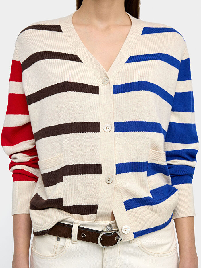 Çizgili Örme Hırka