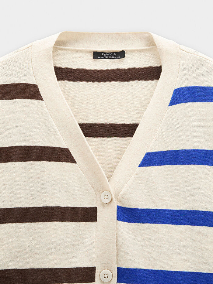 Çizgili Örme Hırka