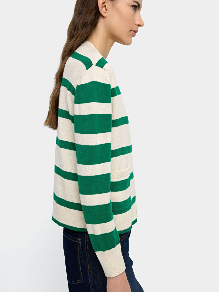 Çizgili Örme Hırka