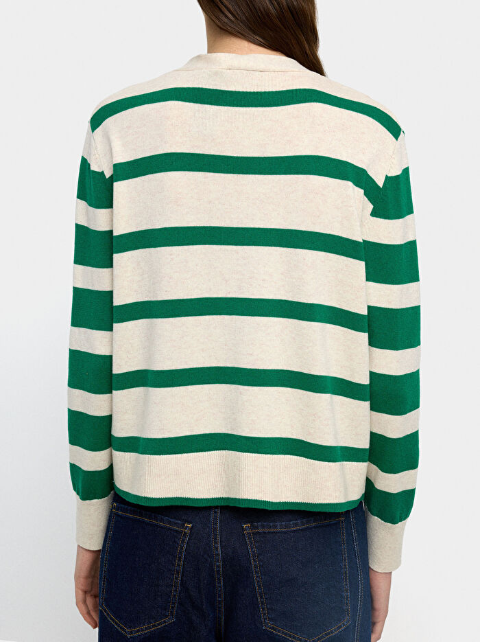 Çizgili Örme Hırka