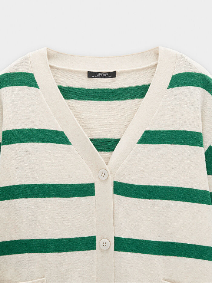 Çizgili Örme Hırka