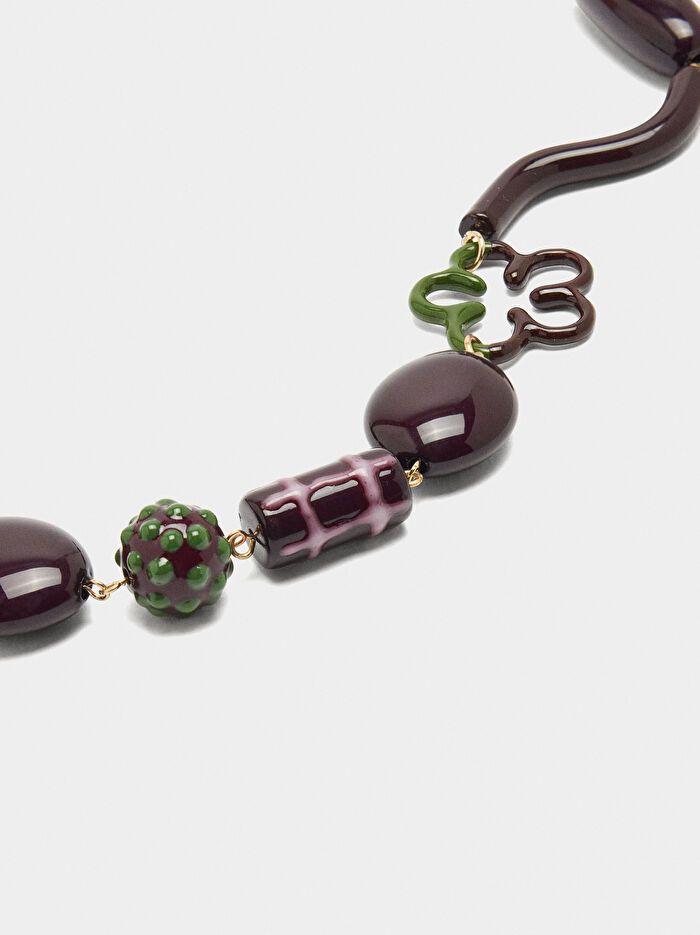 Mineli Boncuklu Kısa Kolye