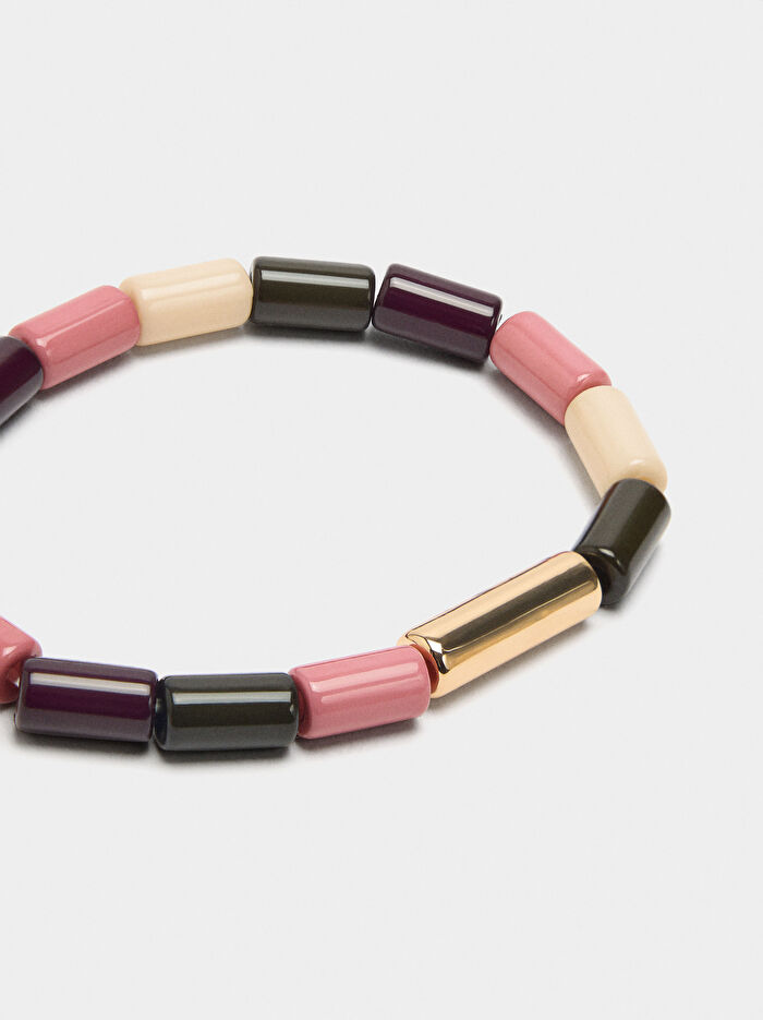 Silindir Boncuklu Elastik Bileklik