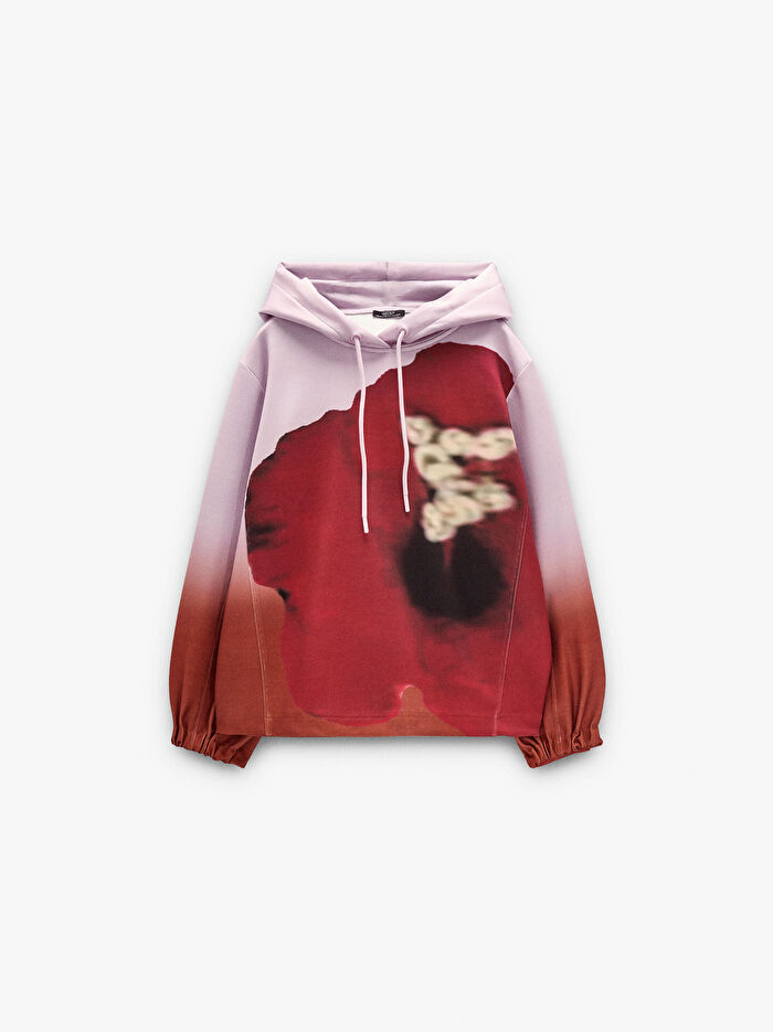 Çiçek Desenli Sweatshirt