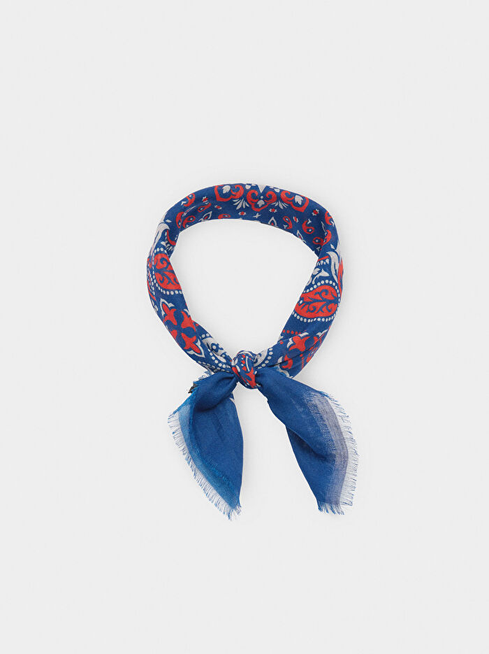 %100 Pamuklu Kare Desenli Fular