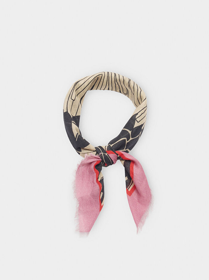 %100 Pamuklu Kare Desenli Fular