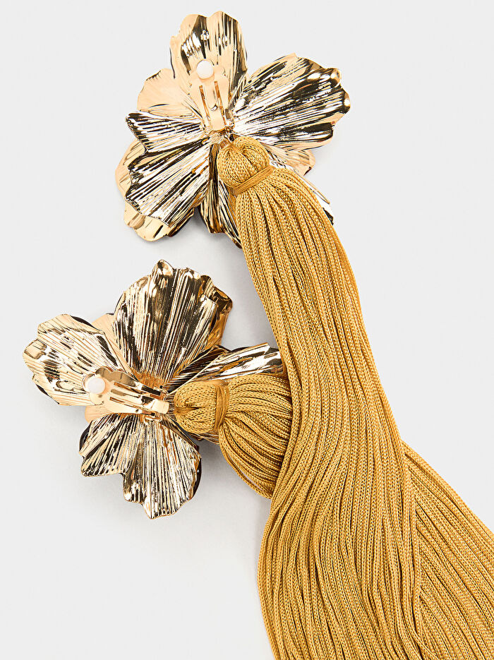 Saçaklı Maxi Çiçek Küpe