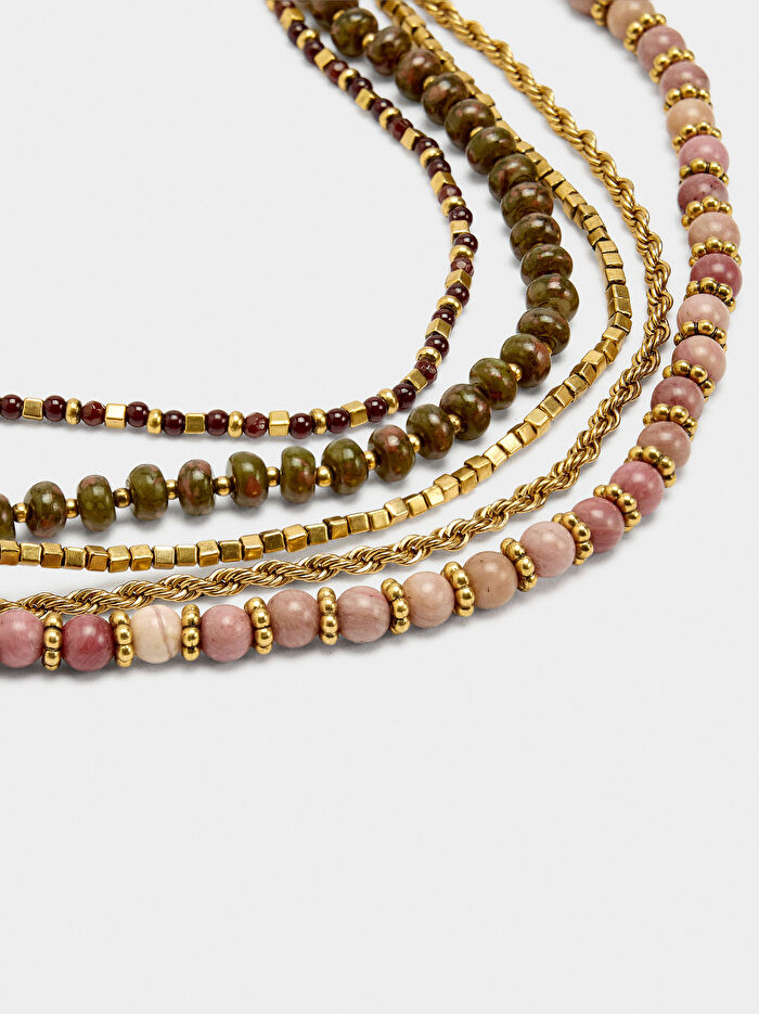 Taş ve Resin Boncuklu Kolye