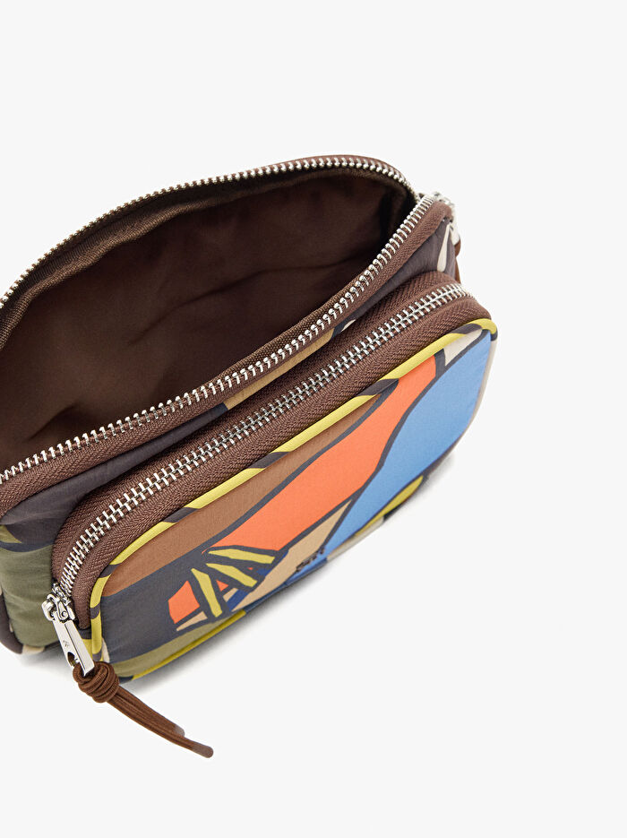 Desenli Teknik Kumaş Çok Amaçlı Çanta