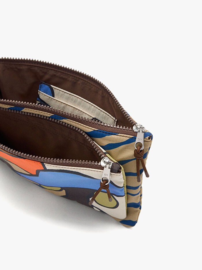 Desenli Teknik Kumaş Çok Amaçlı Kese