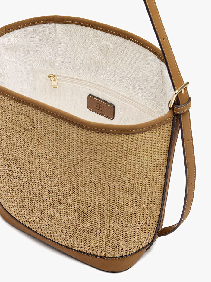 Hasır Efektli Omuz Çantası