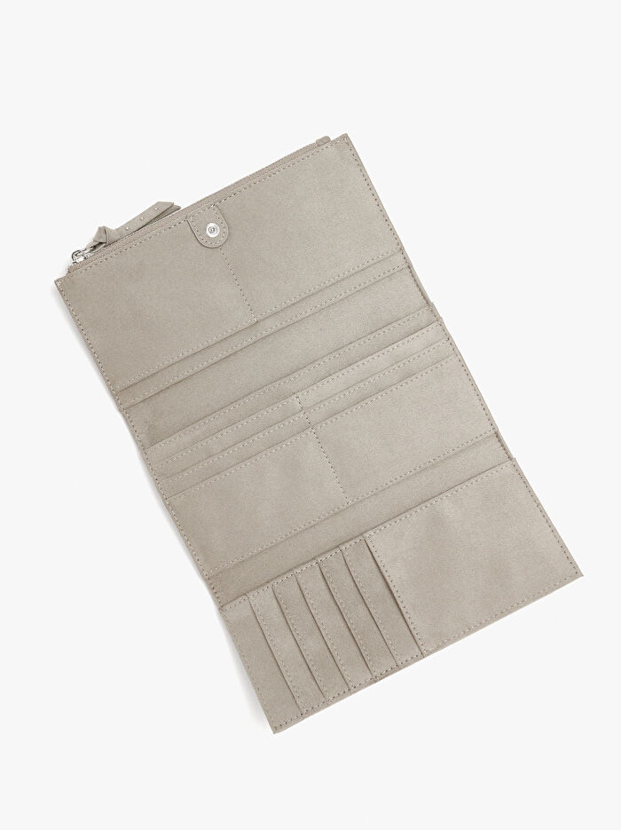 Deri Efektli Zımba Detaylı Cüzdan