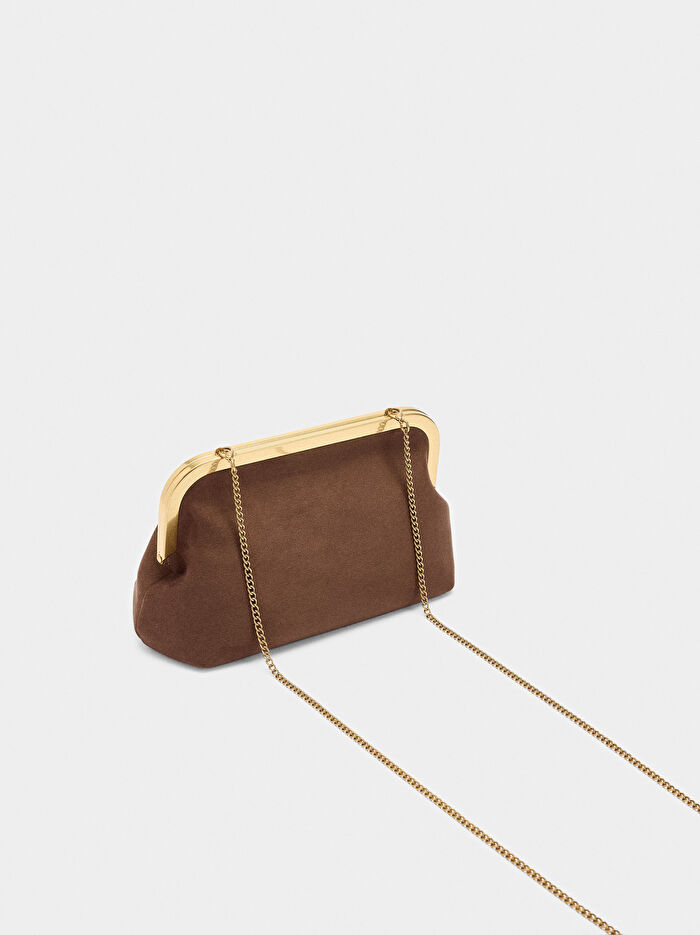 Deri Efektli Parti Çantası