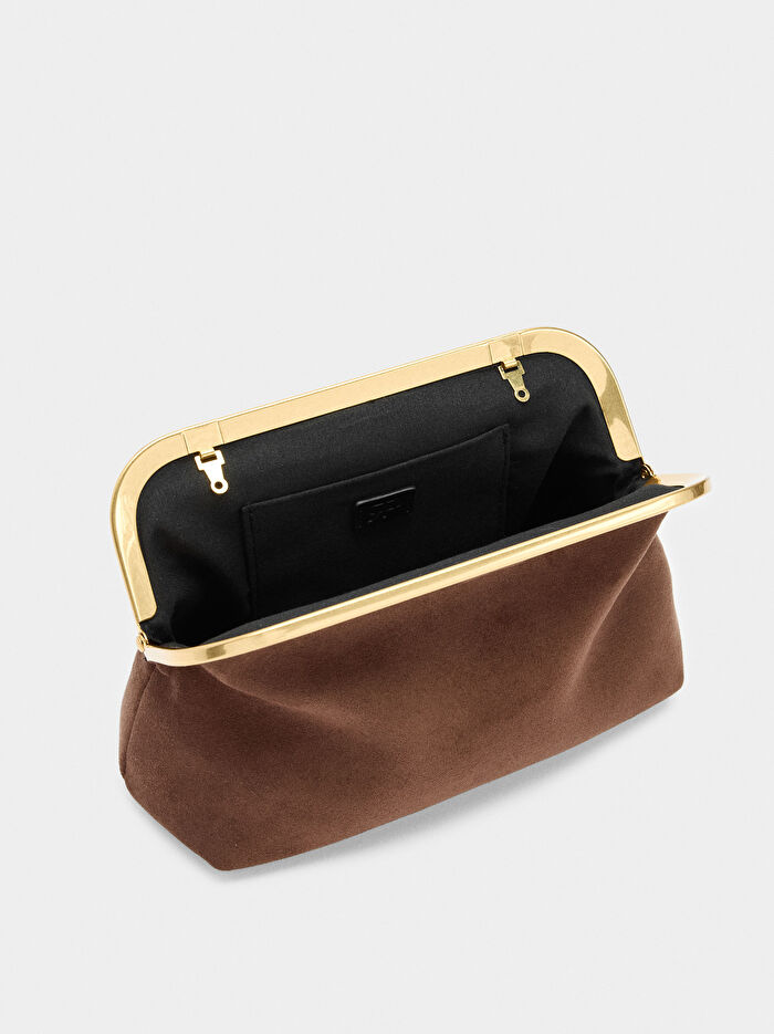 Deri Efektli Parti Çantası