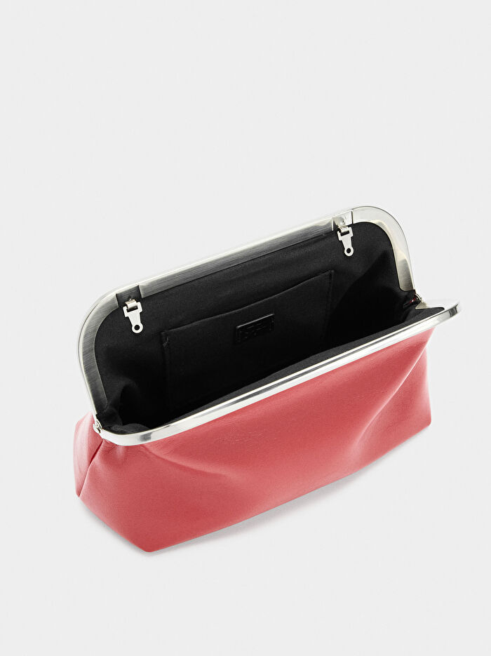 Deri Efektli Parti Çantası