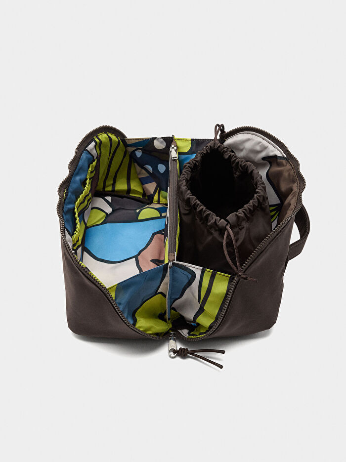 Desenli Teknik Kumaş Çok Amaçlı Çanta