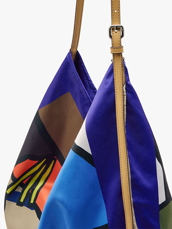 Baskılı Teknik Kumaş Omuz Çantası