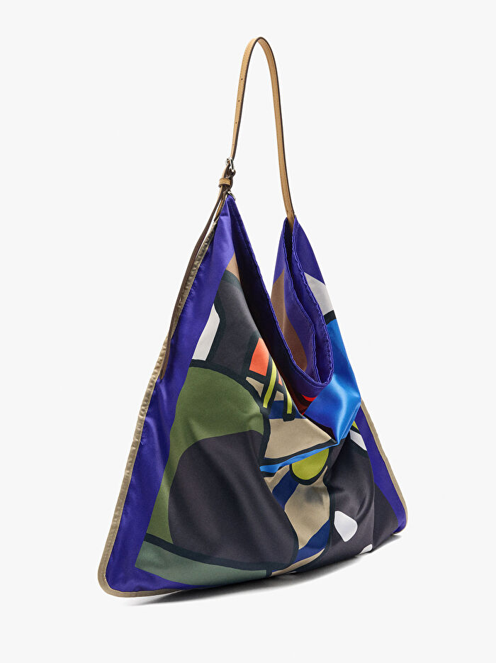 Baskılı Teknik Kumaş Omuz Çantası