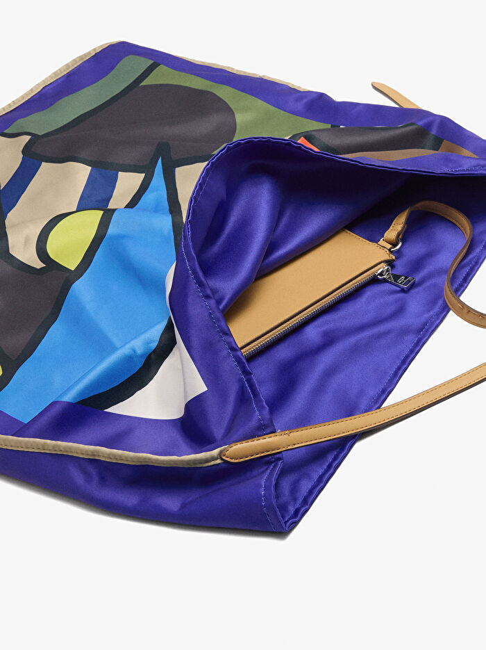 Baskılı Teknik Kumaş Omuz Çantası