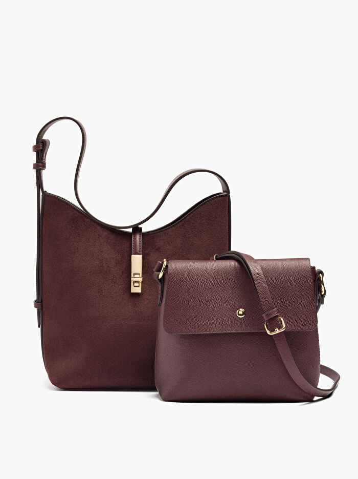 Deri Efektli Omuz Çantası