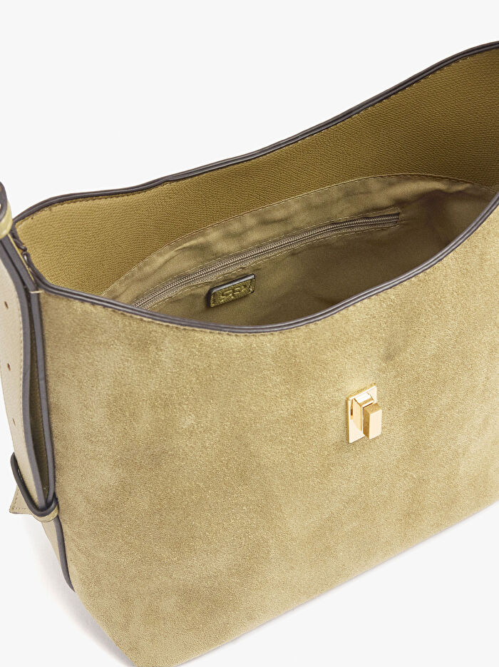 Deri Efektli Omuz Çantası