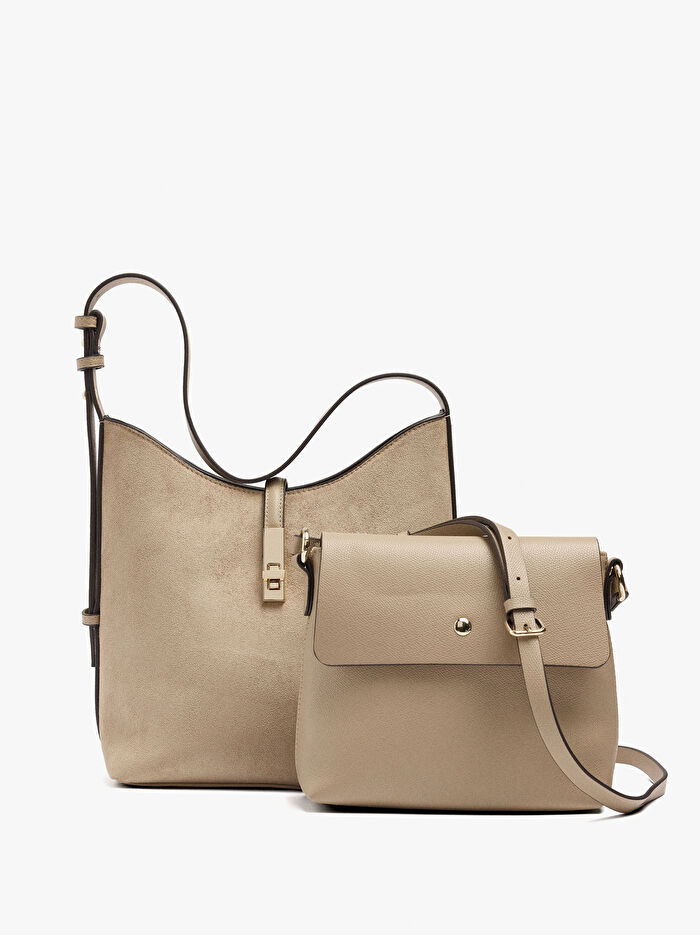 Deri Efektli Omuz Çantası