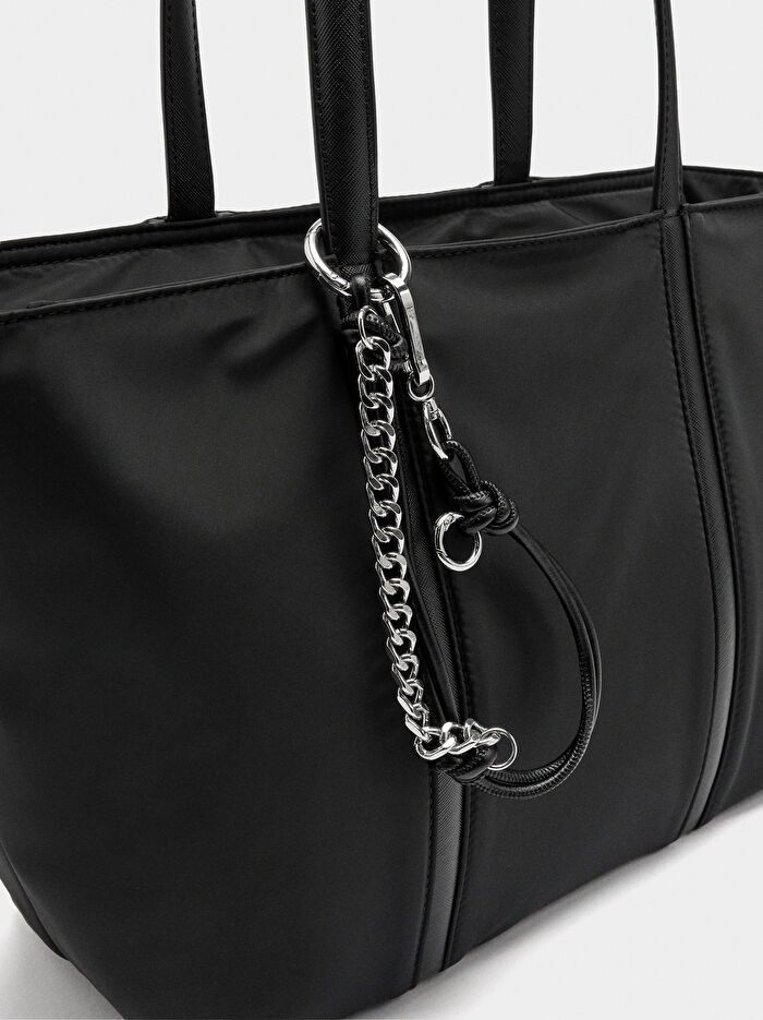 Charm'lı Teknik Kumaş Shopper Çanta