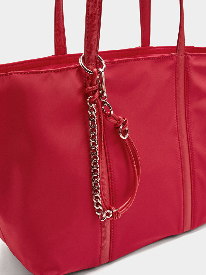 Charm'lı Teknik Kumaş Shopper Çanta