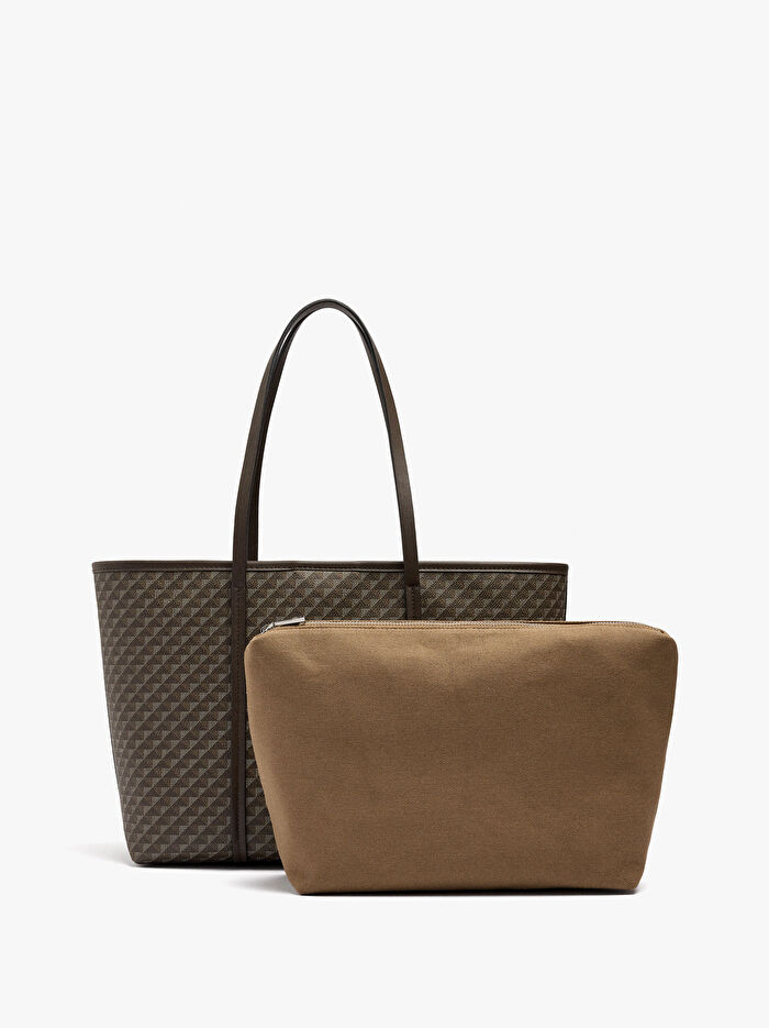 İçi Çıkarılabilir Desenli Shopper Çanta