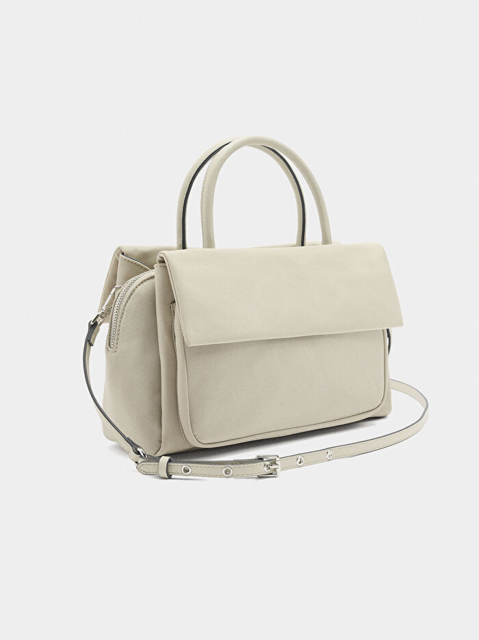 Çift Kapaklı Teknik Kumaş Tote Çanta