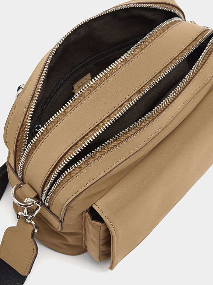 Kapaklı Teknik Kumaş Çapraz Askılı Çanta